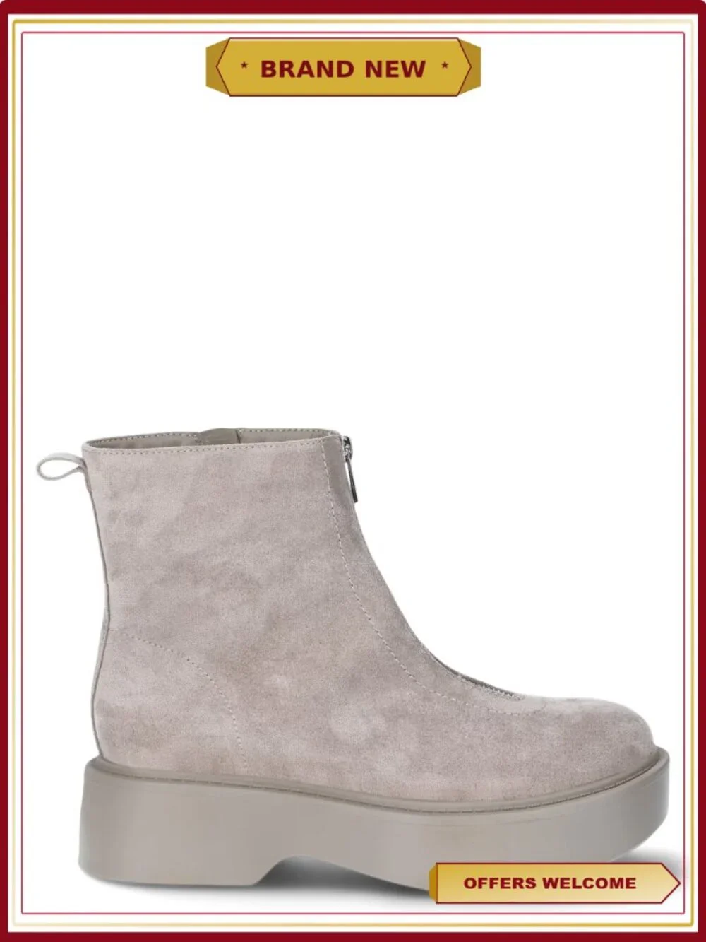 Women's Lug Sole Front Zip Ankle Boots Chunky Combat Style